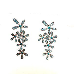 🆕 Aqua Crstal Floral Drop Earring